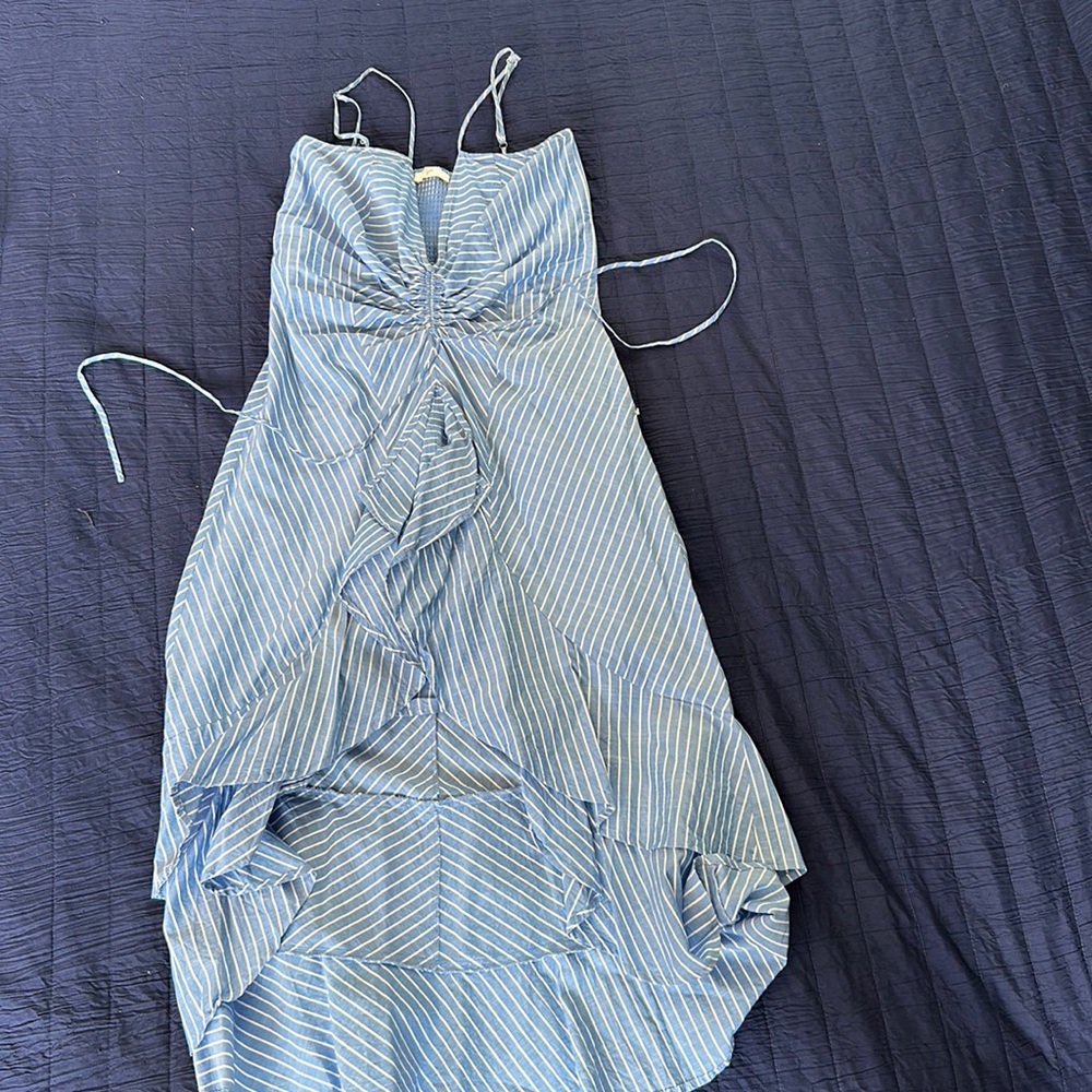 Joie blue and white stripped ruffled dress